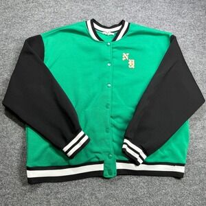 Birch and Stone Varsity Jacket Womens XL Green Brooklyn New York City